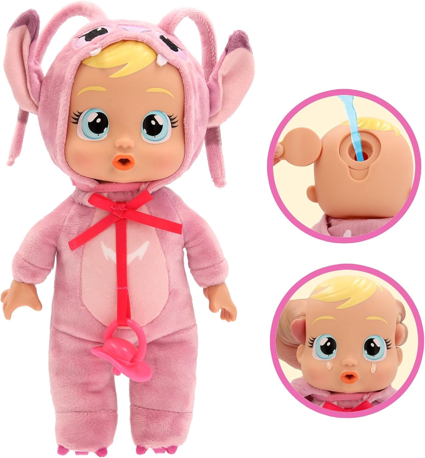 CRY Babies Tiny Cuddles Disney Angel, Babypuppe Inspiriert von Angel von Disney Lilo&Stitch, mit 3 Accessoires, Pflegen und Umsorgen, sie weint echte Tränen, Kinder ab 18 Monaten
