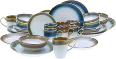 CreaTable, 23679, seria Cascade, set de veselă cu 32 de piese pentru 8 persoane, serviciu combinat din gresie, potrivit pentru mașina de spălat vase și cuptorul cu microunde, producție de calitate