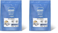 Kaffeepads Decaf 100% Arabica, Geeignet für Senseo Maschinen, 36 Stück (1er-Pack) (Packung mit 2)