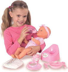 Simba 105039005 - New Born Baby Puppe, für Kinder ab 3 Jahren, Spielpuppe mit Funktionen, kann Trinken und PIPI Machen, 8 Teile, mit Babypuppe & Zubehör