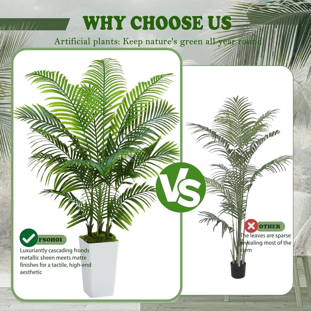 Künstliche Areca Palme Indoor 150Cm - Kunstpflanze Im Topf, Groß Areca Palme Uv-Beständig Für Innen & Außen - Fake Pflanzen Deko Für Wohnzimmer, Balkon, Büro, Garten