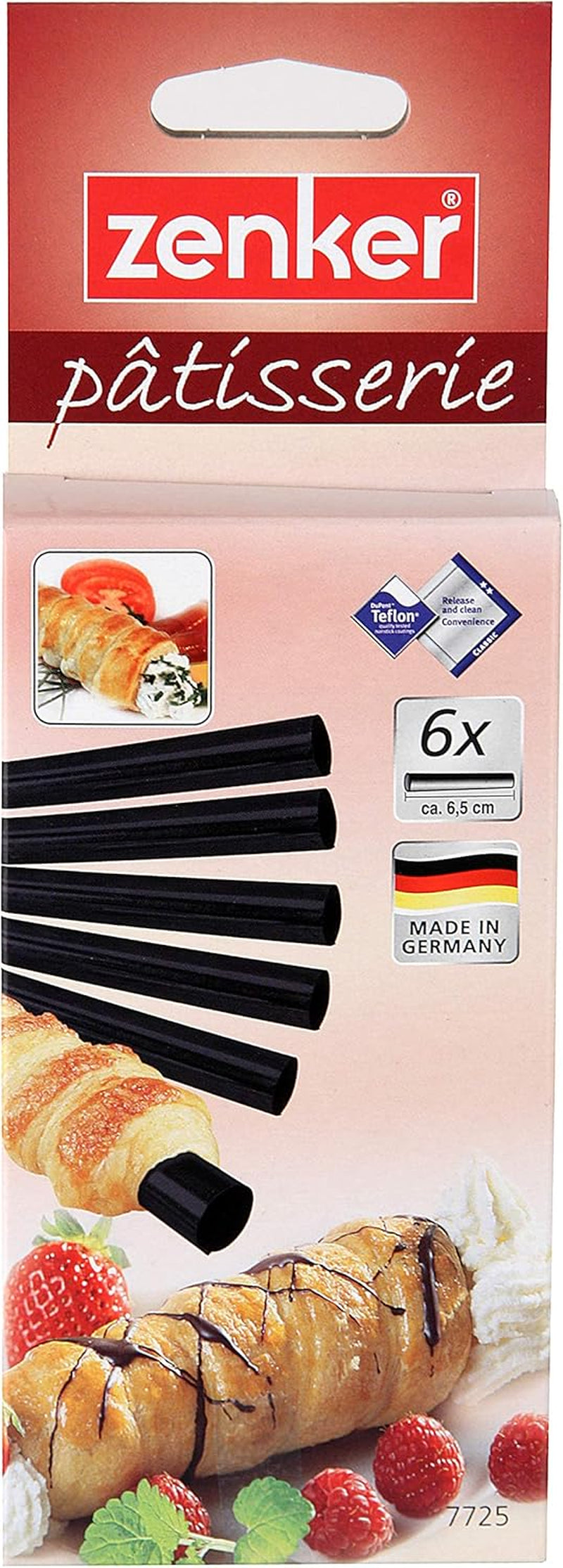 Set de rulouri cu cremă Zenker – Forme de copt premium pentru rulouri delicioase cu cremă, rezistente la căldură până la 230°C, inclusiv cutie practică de depozitare, 6 piese, negru