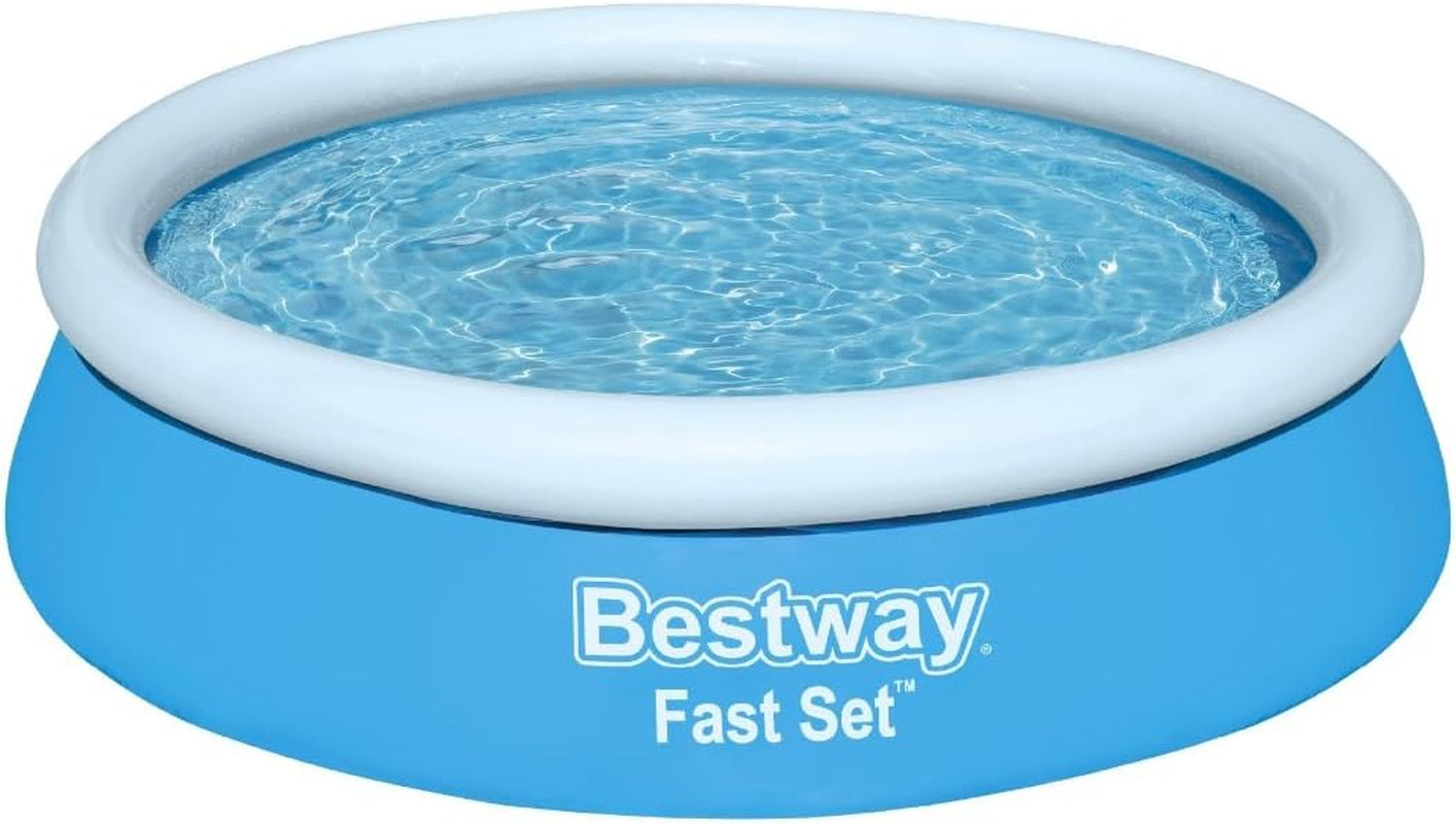 Piscină supraterană Bestway Fast Set fără pompă, Ø 183 x 51 cm, albastră, rotundă, 940 litri, material TriTech, autoasamblabilă, supapă de siguranță, incl. plasture de reparare