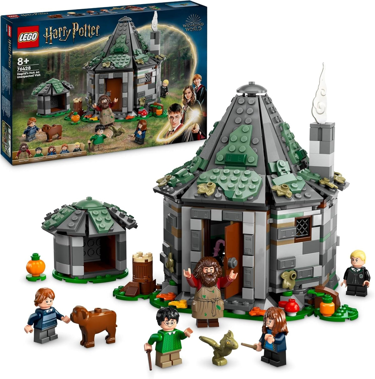 LEGO Harry Potter Hagrids Hütte: EIN unerwarteter Besuch Set mit 5 Mini-Figuren und 2 Tierfiguren, Geschenk für 8-jährige Mädchen, Jungs und Kinder, magisches Abenteuer-Spielzeug, Fantasy Set 76428