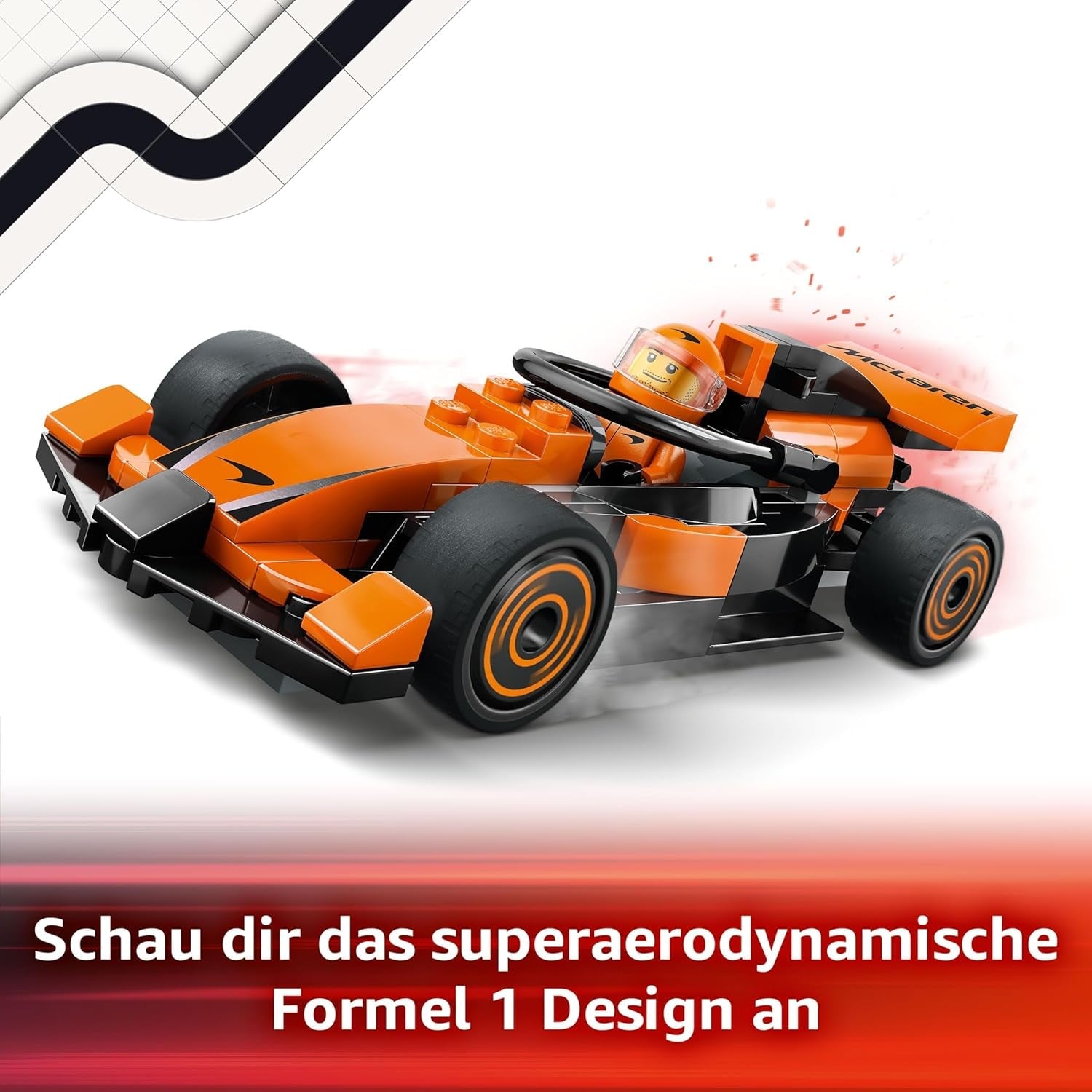 LEGO City F1 Rennfahrer mit McLaren Rennauto - Spielzeug Formel 1 Modell mit Rennwagen und Minifigur - Kleines Geschenk für Jungen und Mädchen ab 6 Jahren oder Motorsport Fans 60442
