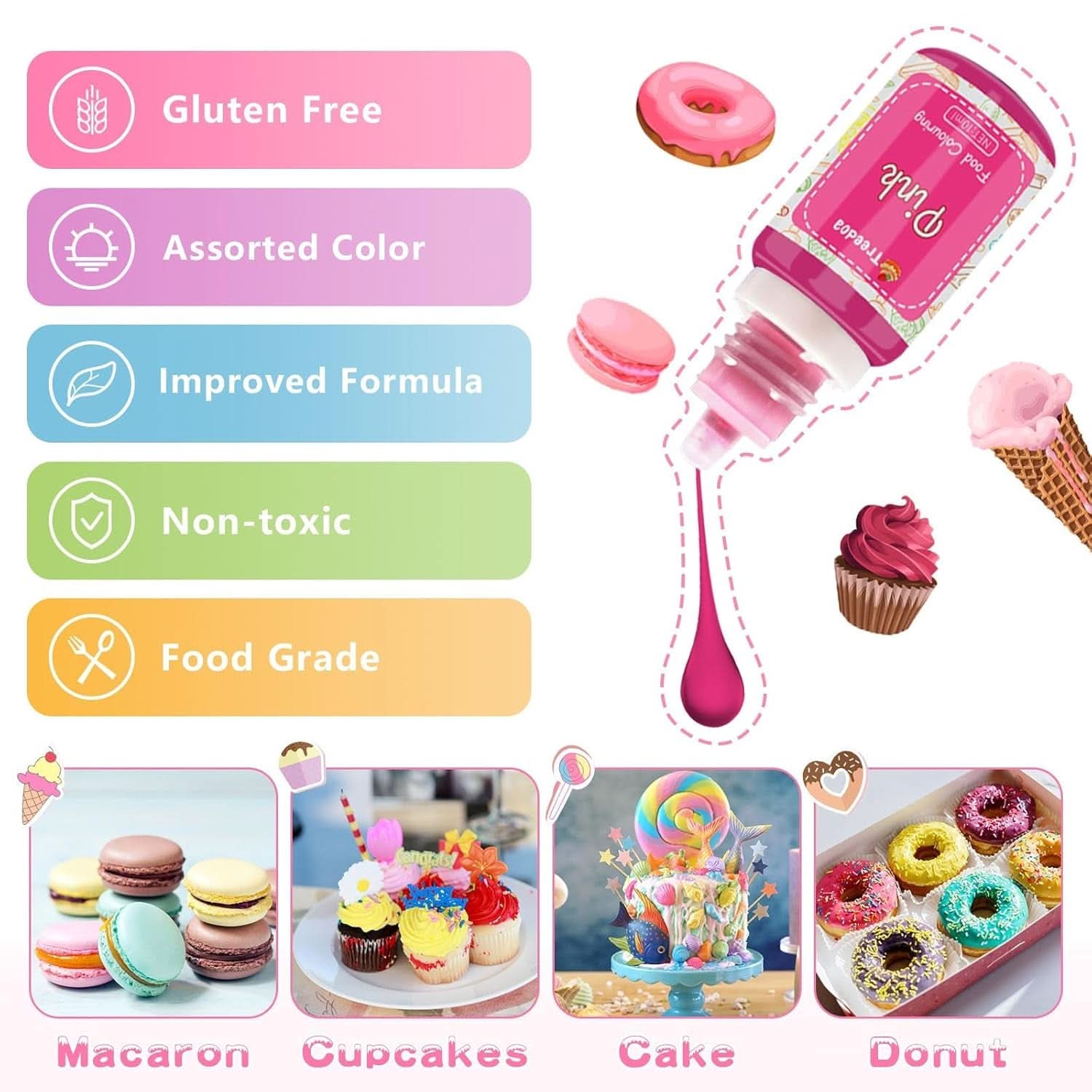 Set 12 coloranti alimentari lichizi, 10 ml Naty Shop