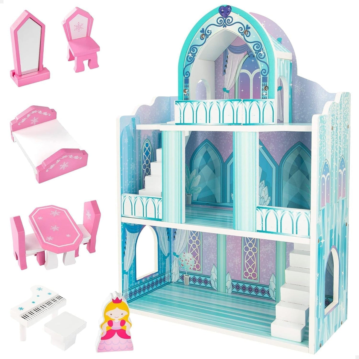 Colorbaby WOOMAX 49314 - Încuietoare din lemn 37 X 15 X 53,5 Cm +3A Casute de papusi Naty Shop Titlu implicit