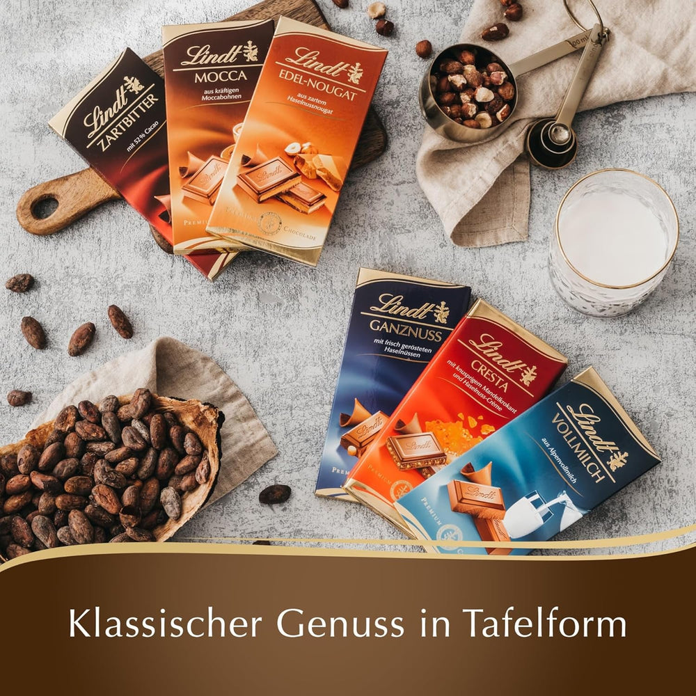 Lindt Mocha Chocolate | Tabletă 100g | Ciocolată cu lapte cu boabe bogate de mocha | Tabletă de ciocolată | Cadou de ciocolată, 100g (pachet de 6)