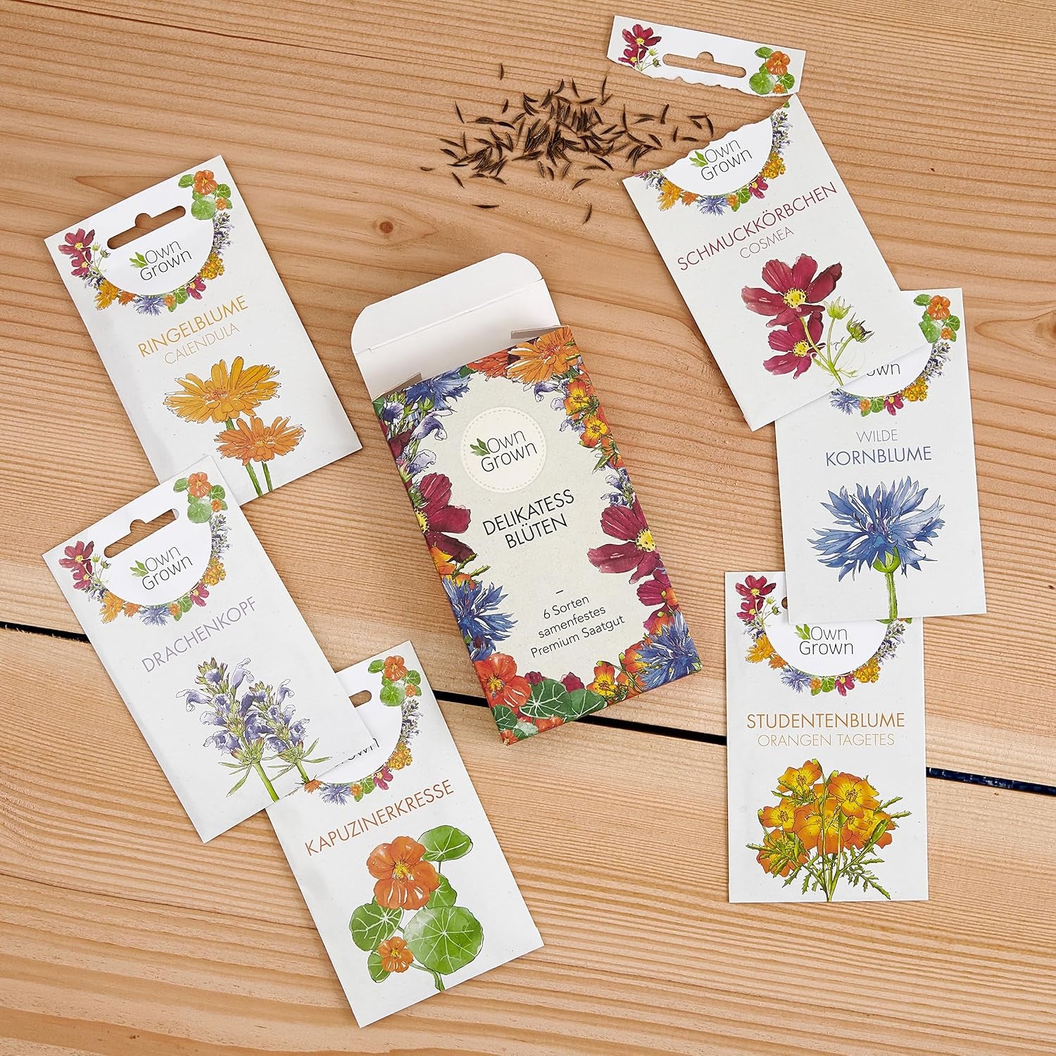 Essbare Blumen Samen Set : Delikatess Blüten Blumensamen Set mit 6 Sorten Blumen Saatgut – Essbare Blüten Samen – Essbare Blumen für Torte – Essbare Blüten Tortendeko – Blumen Essbar von OwnGrown
