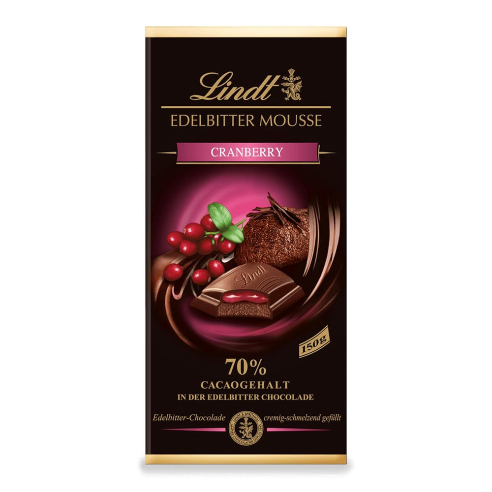 Mousse de ciocolată neagră Lindt cu chili și vișine | Baton 150g | Cu 70% conținut de cacao și umplutură de mousse de ciocolată neagră și chili cu vișine | Baton de ciocolată | Ciocolată neagră