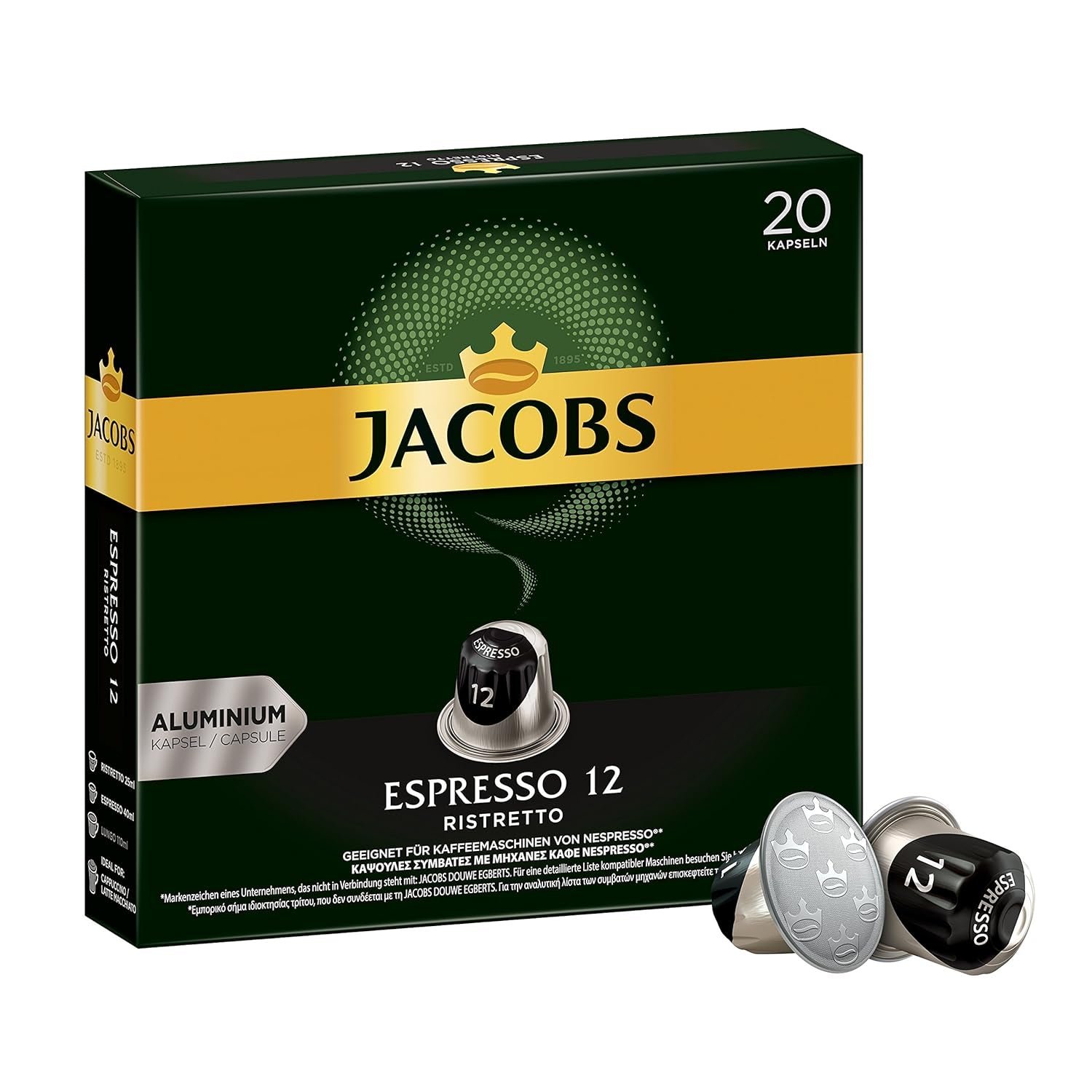 Kaffeekapseln Lungo Classico, Intensität 6 von 12, 10 x 20 Getränke & Kaffeekapseln Espresso Ristretto, Intensität 12 von 12, 200 Nespresso®* kompatible Kapseln, 10 x 20 Getränke
