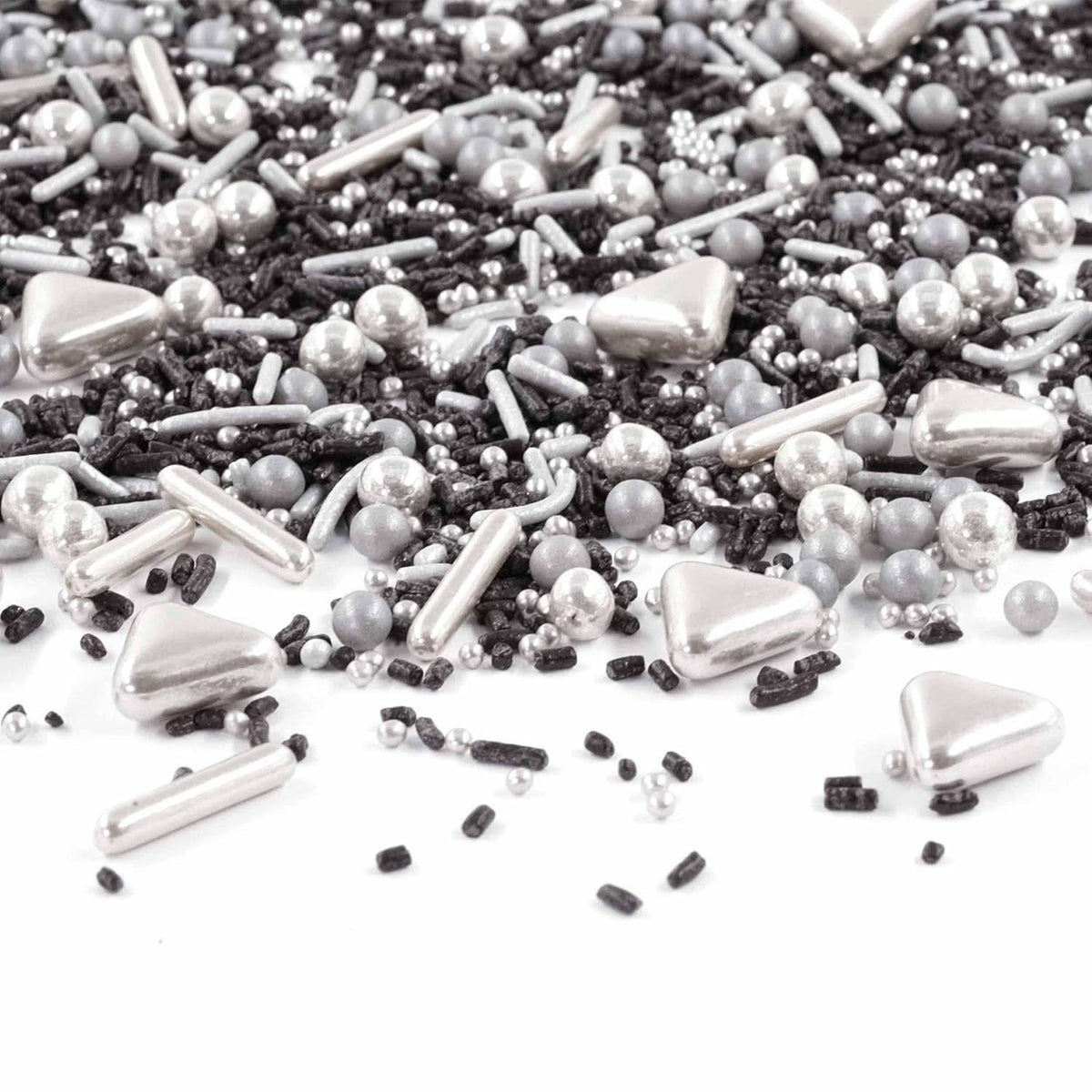 Streusel Glück Black Beauty, Mix Sprinkles Argintiu - Negru, 90 grame Sprinkles Naty Shop 90 grame