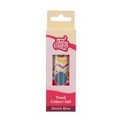 Colorant alimentar Funcakes Gel Denim Blue: Colorant alimentar foarte concentrat pentru aluat, cremă, fondant, marțipan, produse de patiserie, dozare ușoară, picături individuale pentru a crea culori vibrante, Halal, 30 g