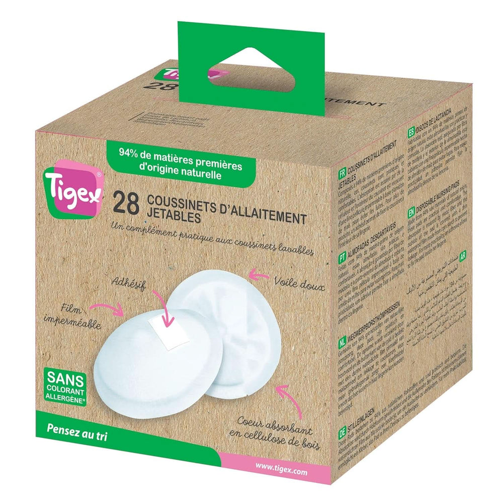Tampoane de alăptare de unică folosință | 94% materii prime de origine naturală | Cu pungă din bumbac organic | 28 tampoane Accesorii Hrana si Alaptare Bebe Naty Shop