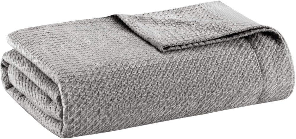 Madison Park 100% bumbac egiptean, respirabil, pătură confortabilă, tricotat premium, sezon de lux, acoperire ușoară pentru pat, canapea și canapea, pat Full/Queensize, Rose Plapumi si pilote Naty Shop Gri Full/Queen (90"X90")