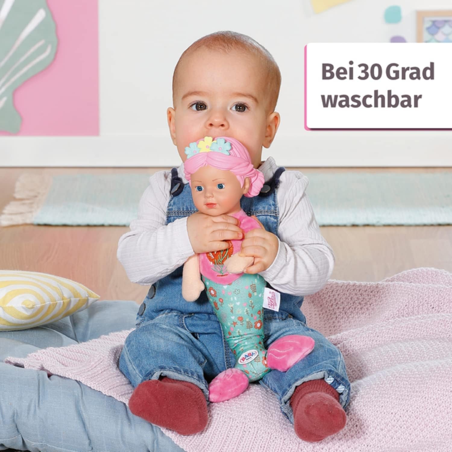 BABY born Meerjungfrau for babies, waschbare Stoffpuppe, Meerjungfrauen-Puppe mit weichem Vinylkopf, 33cm groß, 832288 Zapf Creation