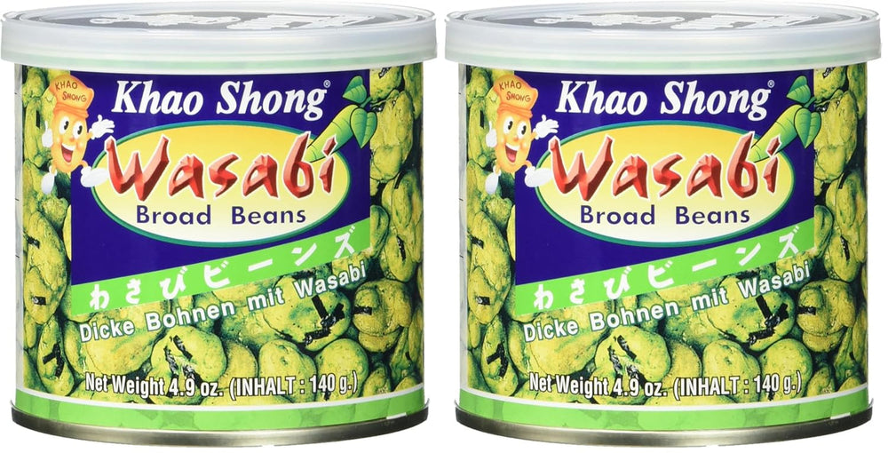 Mazăre verde prăjită Khao Shong cu wasabi, mazăre crocantă într-un aluat picant, o alternativă cu conținut scăzut de grăsimi la nuci, iuțeală medie, 1 conservă de 140 g | 140 g (1 pachet)