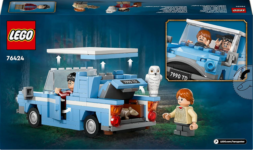 LEGO Harry Potter Fliegender Ford Anglia, baubares Spielzeug-Auto für Kinder, Geschenk für Jungs, Mädchen und alle Fans ab 7 Jahren, Set mit 2 Mini-Figuren inkl. Ron Weasley für Rollenspiele 76424
