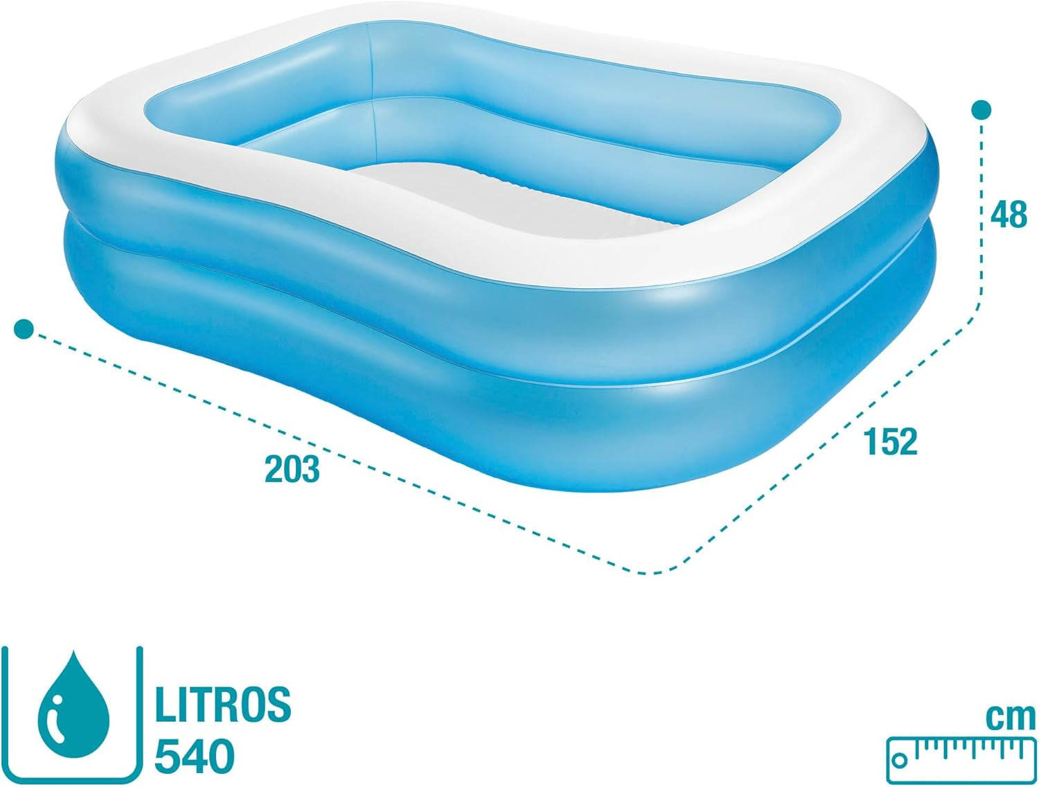 Piscină familială Intex Swim Center, umflată, dimensiuni: 203 cm x 152 cm x 48 cm (57180NP)