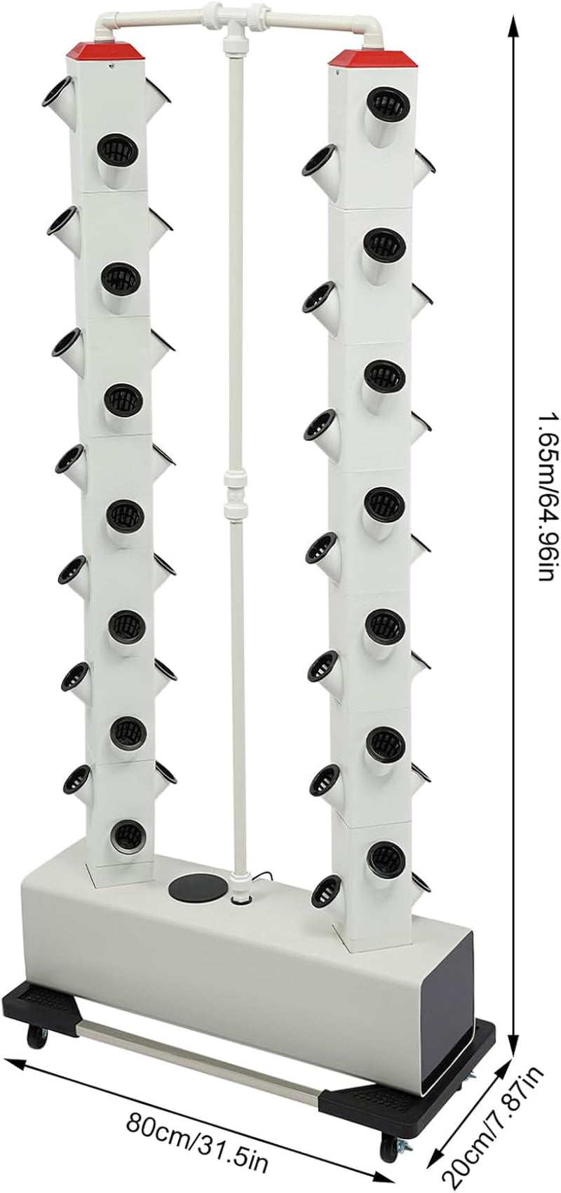 Sistem de creștere hidroponică cu 56 de capsule - Turn hidroponic vertical cu rezervor de apă de 30 l, sistem de creștere hidroponică pentru grădină, kit de creștere aeroponică pentru ierburi, fructe și legume