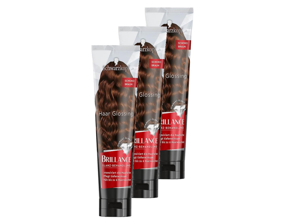 Brillance Shine Treatment, Hair Glossing Radiant Violet (150 ml), hrănește și intensifică culoarea părului, poate fi folosit ca o mască de păr, durează până la 6 spălări ale părului Vopsea pentru par Naty Shop Ciocolată maro 150 ml (pachet de 3)