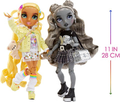 Ediție Specială Rainbow High Shadow High - Gemenele Madison Sunny și Luna - 2 păpuși la modă cu ținute galbene și gri de designer, mix & match, cu accesorii - Pentru colecționari și copii cu vârsta cuprinsă între 4 și 12 ani