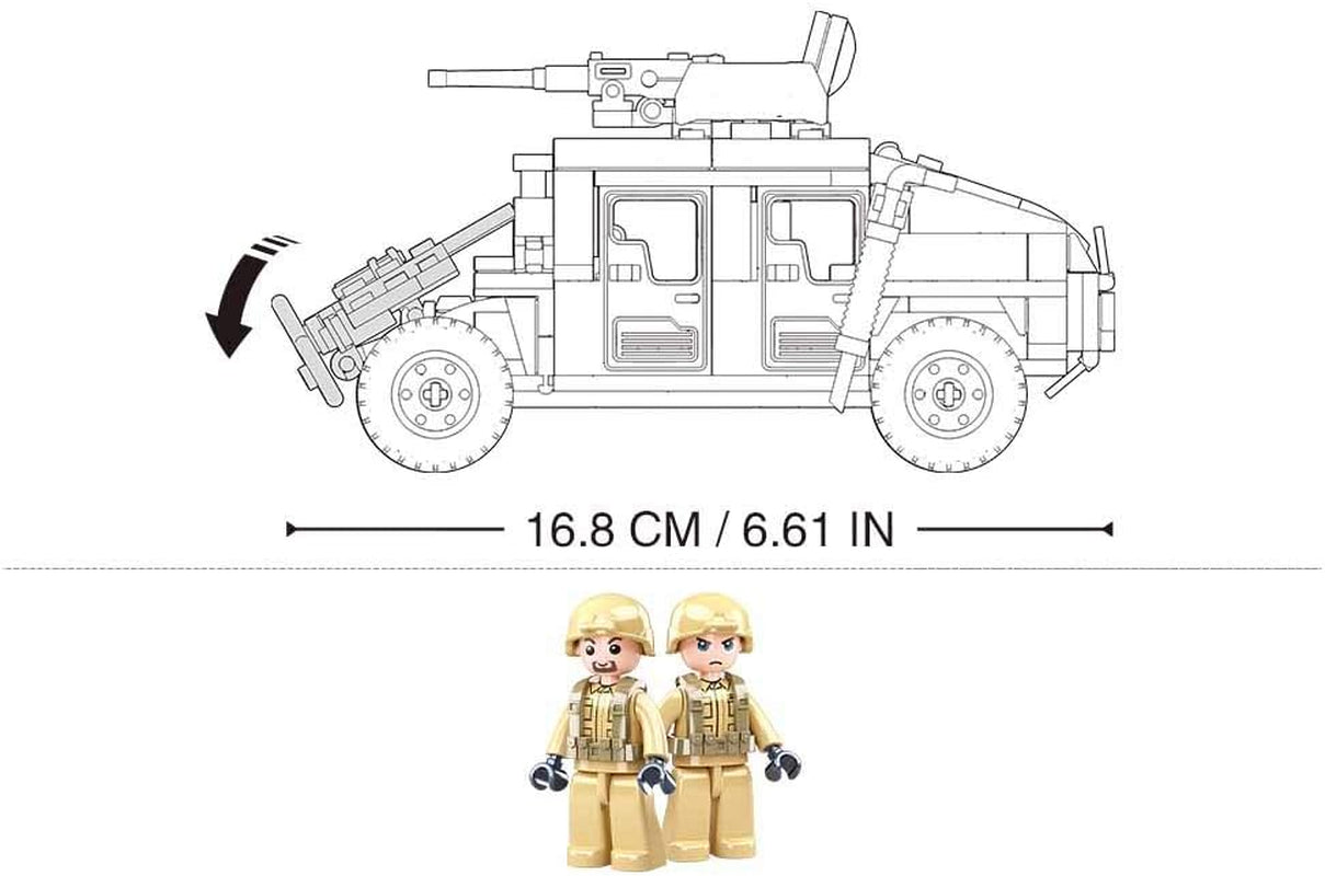 Gepanzertes Fahrzeug (265 Teile) [M38-B0837], Spielset , Klemmbausteine, Soldaten, mit Spielfigur, Army, Mehrfarbig, Sluban Klemmbausteine SL95707, Für Kinder ab 4 Jahren