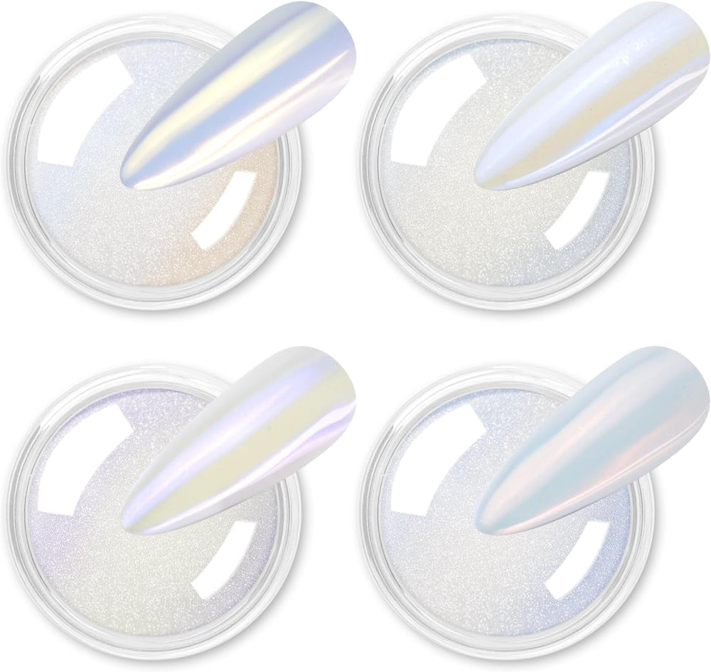 Chrom Nagel Pulver 4 Farben Irisierendes Aurora Pulver Metallic Spiegel Effekt Pigment Pearlescent Meerjungfrau Glitter Einhorn Glitter Für Gel Polish Nail Art Dekoration-Purpurgrüner Jadeit