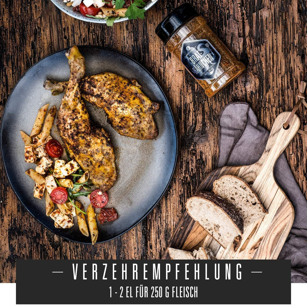 Ankerkraut Brathähnchen, Marinade für knuspriges Hähnchen, Chicken Gewürzsalz für Grill, Backofen und Pfanne, Chicken-Wings selber würzen, BBQ-Rub, 200g im Streuer