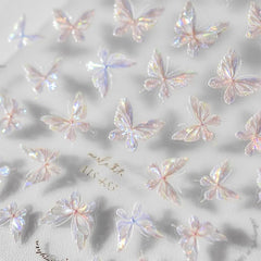 3 Stück Nagelsticker, Selbstklebend Glänzend Aurora Schmetterling Nagelsticker, Farbe Erleichterung Schmetterlinge Nagelsticker, Nail Art Dekoration Nagel Design Zubehör, Für Frauen Nagel DIY Art
