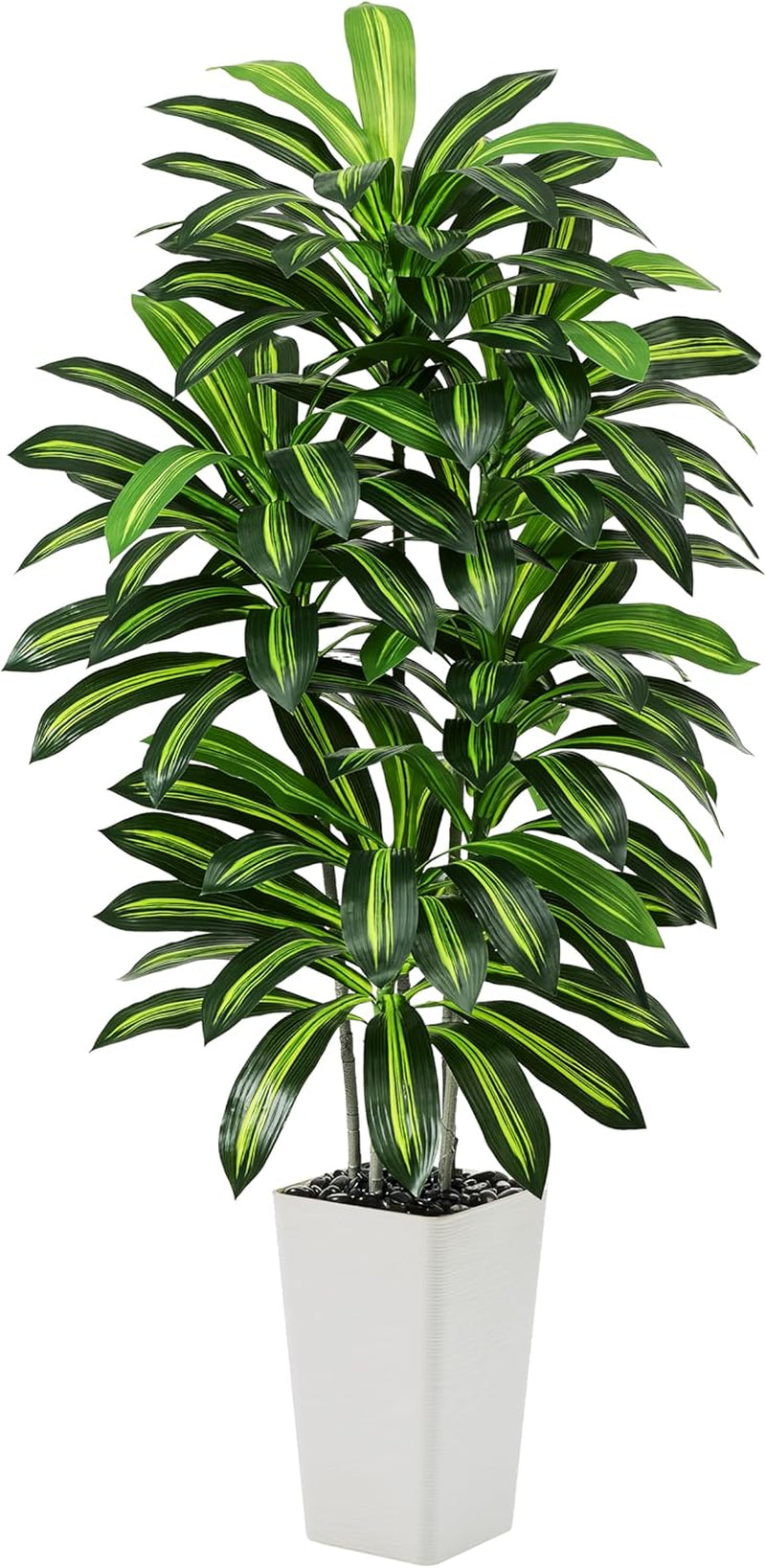 Künstlicher Dracaenabaum,Kunstpflanzen Groß,Faux Tree Mit Weißem Hohen Pflanzer Realistische Kunstpflanze Dracaena,Kunstpflanzen Für Wohnzimmer, Büro & Garten(1, Weißer Hoher Pflanzer, 150Cm)