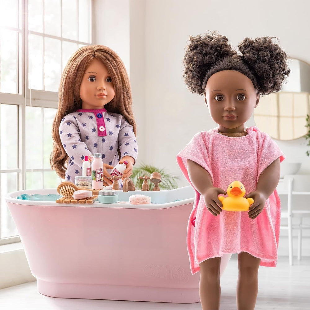 Our Generation - Maria - 46 cm-Puppe - Braune Augen & brünettes Haar - Pyjama-Strampler-Outfit - Elefant Plüschtier - Spielzeug für Kinder ab 3 Jahren