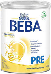 BEBA PRE Lapte inițial de la naștere, hrană pentru copii cu DHA, doar lactoză, fără ulei de palmier, pachet 3 (3 x 800 g) Naty Shop