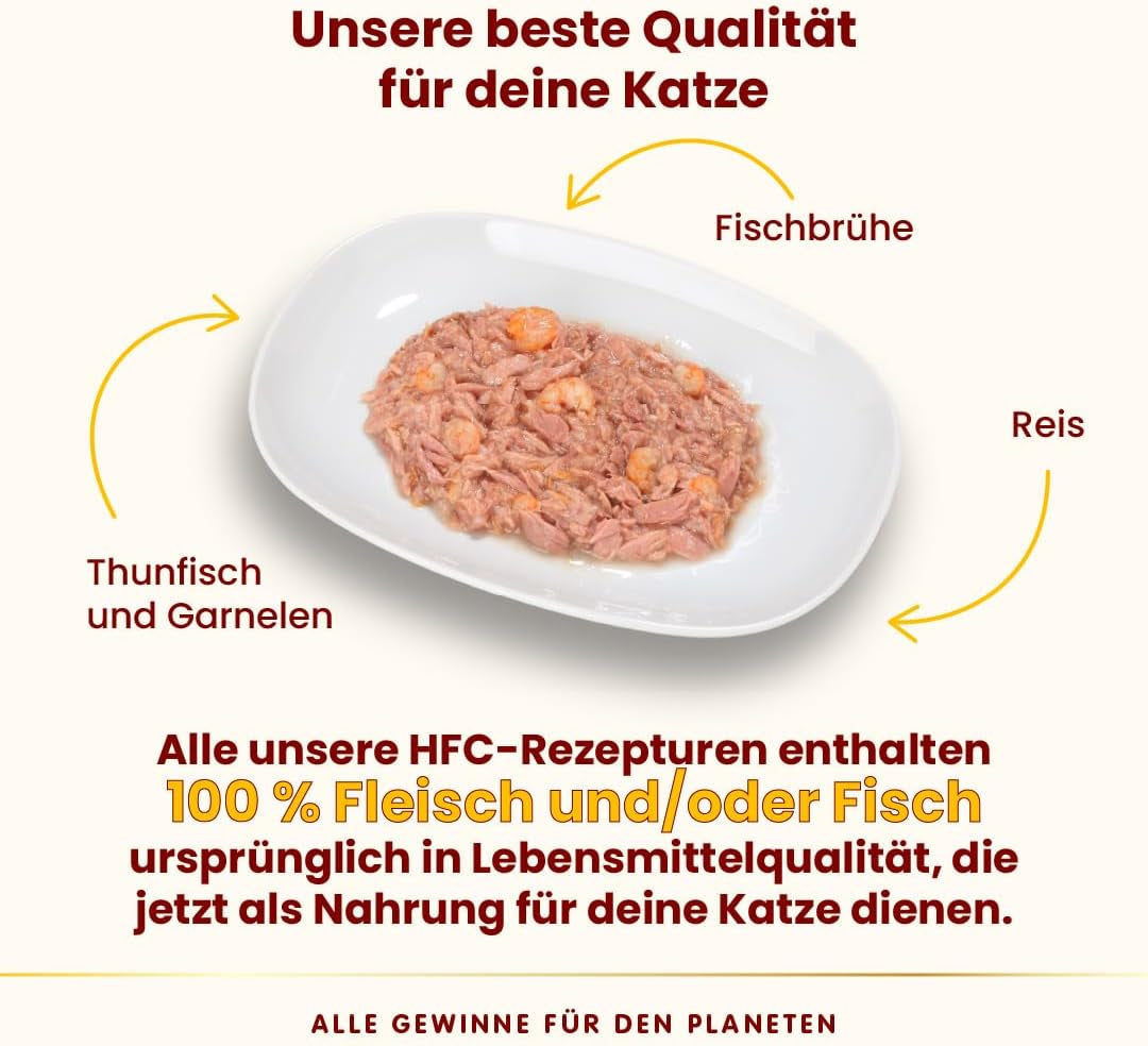 Hrană umedă naturală pentru pisici Almo Nature HFC - ton și creveți, pachet de 24 (24 x 70g)