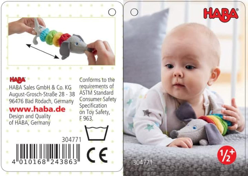 HABA 304771 - Zornăitor figurină teckel, jucărie pentru copii din țesătură cu motor zornăitor, jucărie de la 6 luni Jucarii Bebe Naty Shop