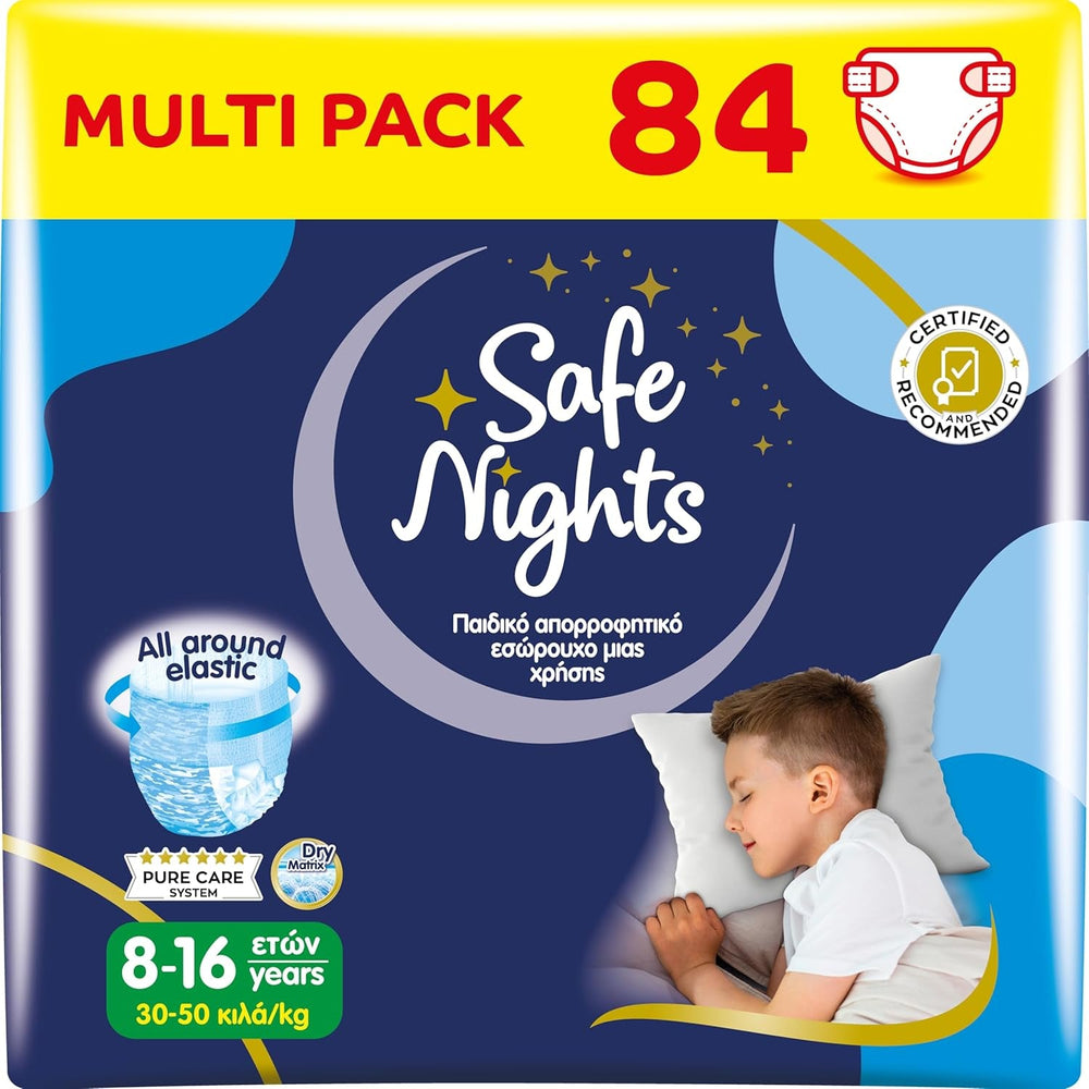 Safe Nights Girl, chiloți absorbanți de noapte pentru fete cu vârsta cuprinsă între 8 și 16 ani (30-50 kg), 14 bucăți