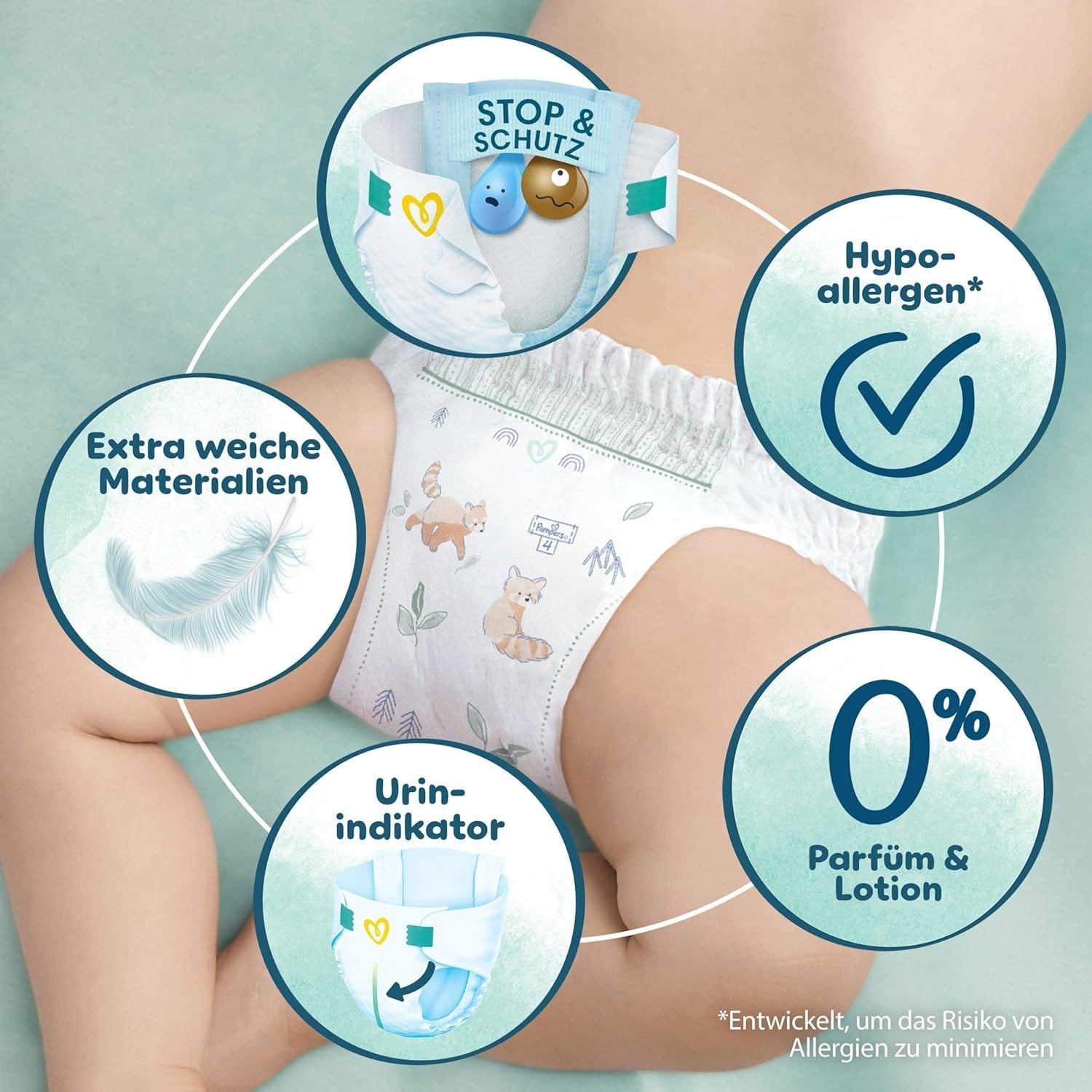 Scutece Pampers Harmony mărimea 2, 204 scutece, 4kg-8kg, protecție delicată a pielii cu protecție 100% Pampers