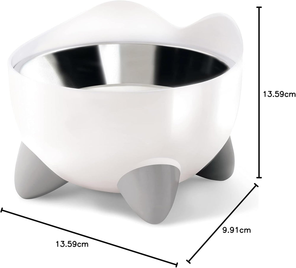 Bol de hrănire ergonomic Catit Pixi pentru pisici, 200 ml, alb