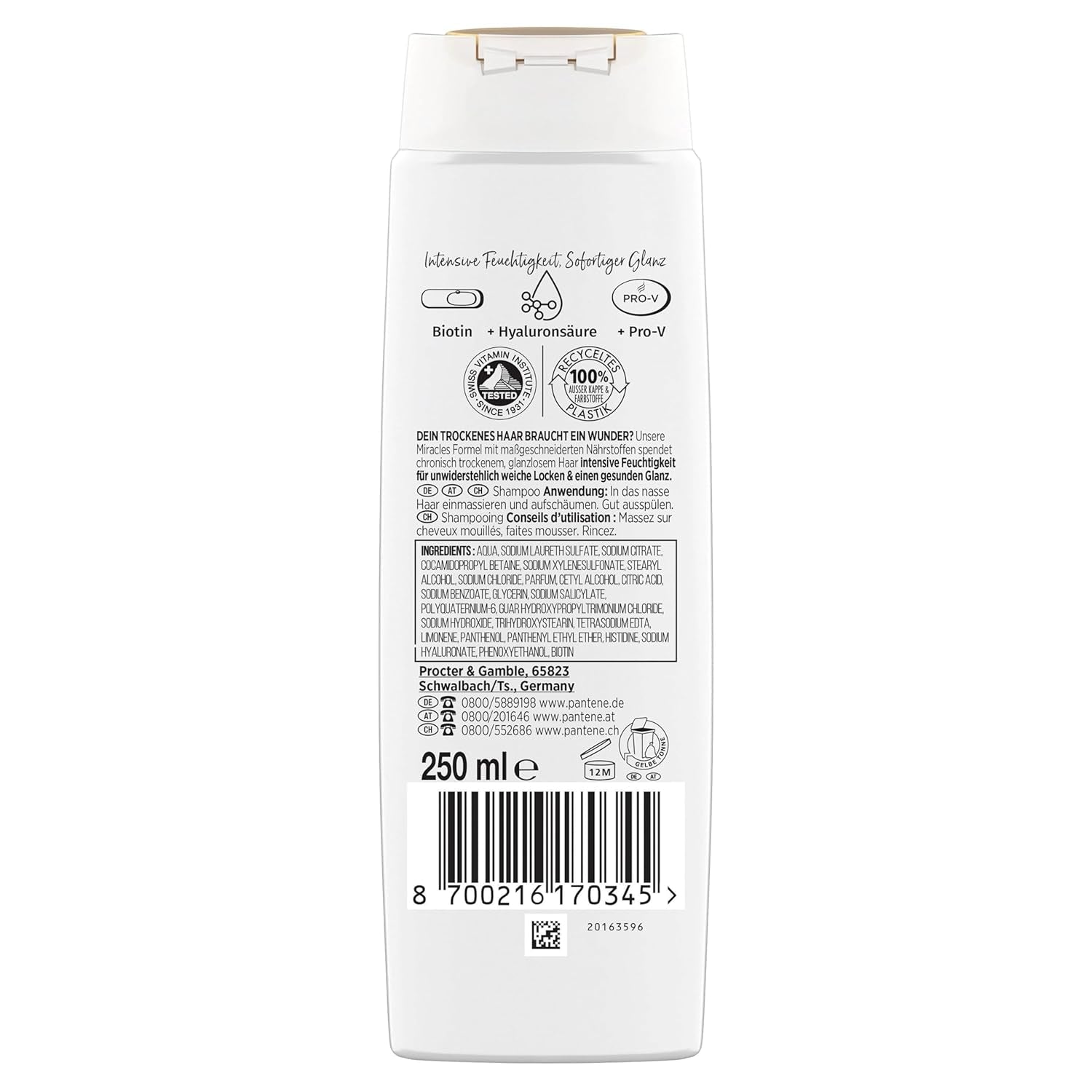 Șampon hidratant Pantene Pro-V Hydra Glow cu biotină, pentru păr uscat, deteriorat Duș și baie Pantene