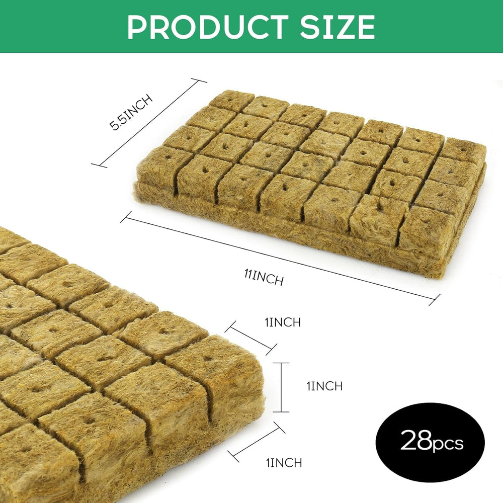 28 cuburi de lână Rockwool, Set de lână Rockwool, Covoraș de creștere Rockwool, Covoraș de creștere hidroponică fără sol, Cub de lână Rockwool, Cuburi de lână Rockwool pentru butași, Clonare, Propagare 4 * 4 * 4cm
