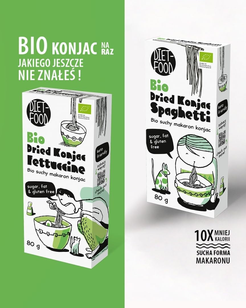Fettuccine Konjac Shirataki Organic 80g – Conținut scăzut de calorii și carbohidrați, fără gluten, conținut scăzut de carbohidrați, potrivit pentru dietele keto, cu făină de tapioca
