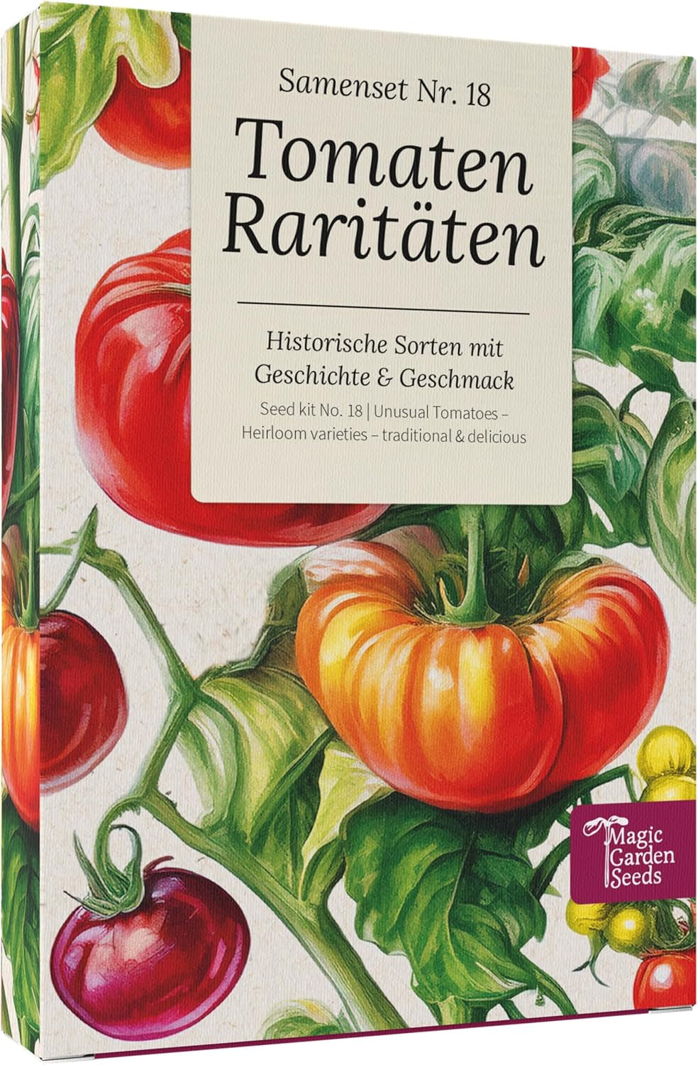 Magic Garden Seeds - Tomaten Raritäten Saatgut-Box Mit 9 Historischen Sorten - Bunte, Aromatische & Samenfeste Tomaten Für Garten, Hochbeet & Topf - Mit Geschichte & Geschmack