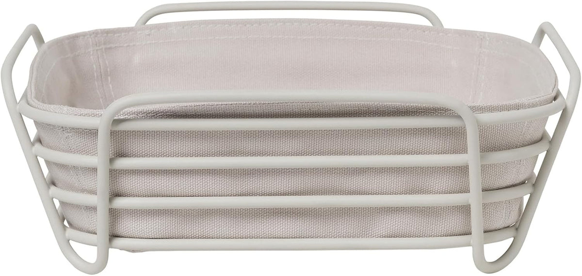 Blomus -DELARA- coș de pâine mărimea L, pătrat, pungă detașabilă din material textil, design elegant, 26 x 26 cm, culoare Moonbeam (64075) Cutii depozitare alimente Naty Shop Rază de lună O mărime