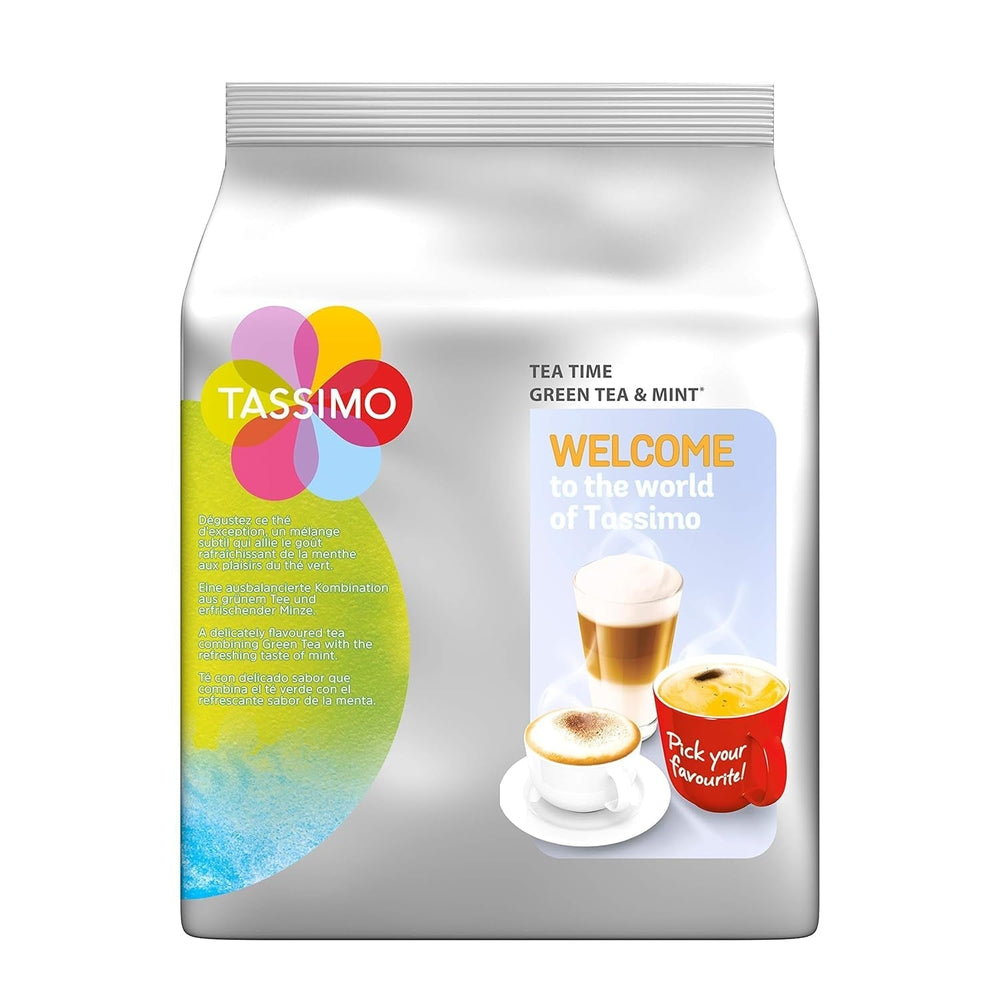 Capsule Tassimo Tea Time Ceai verde cu mentă, 5 x 16 paduri, 80 capsule de ceai