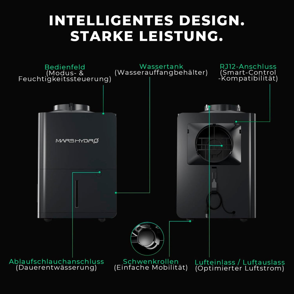 Dezumidificator MARS HYDRO, 12L/zi, Dezghețare automată, Funcție temporizator, Dezumidificator de cameră pentru corturi de creștere, subsoluri și plante, Rezervor de apă de 1,2L