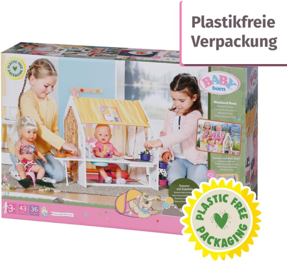 Casă de păpuși BABY born, Căsuță de weekend cu funcție de lumină și sunet, panouri laterale care se deschid, chiuvetă, grătar și multe accesorii, 832752, Zapf Creation