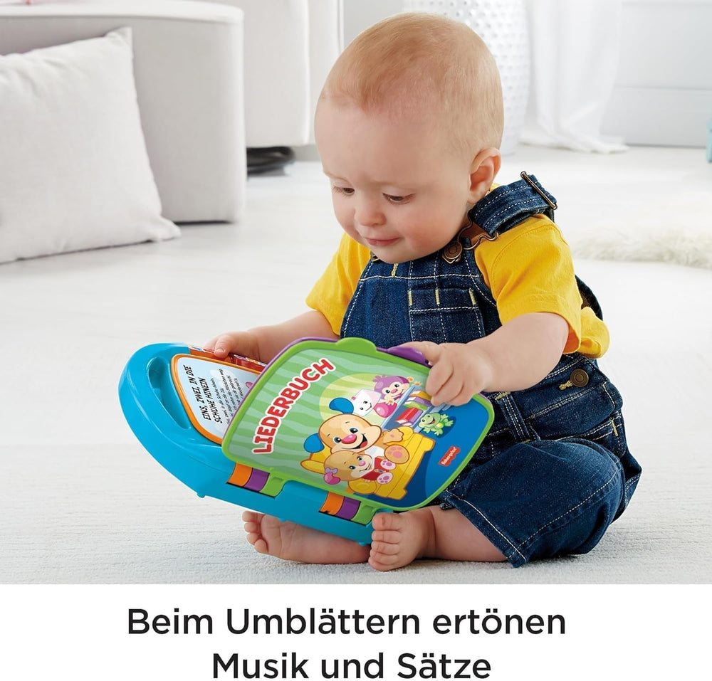 Fisher-Price distracție de învățare, carte de cântece, carte de muzică pentru copii, jucărie muzicală pentru copii, carte electronică pentru copii, de la 6 luni, versiune germană, CDH40 Jucarii Bebe Naty Shop