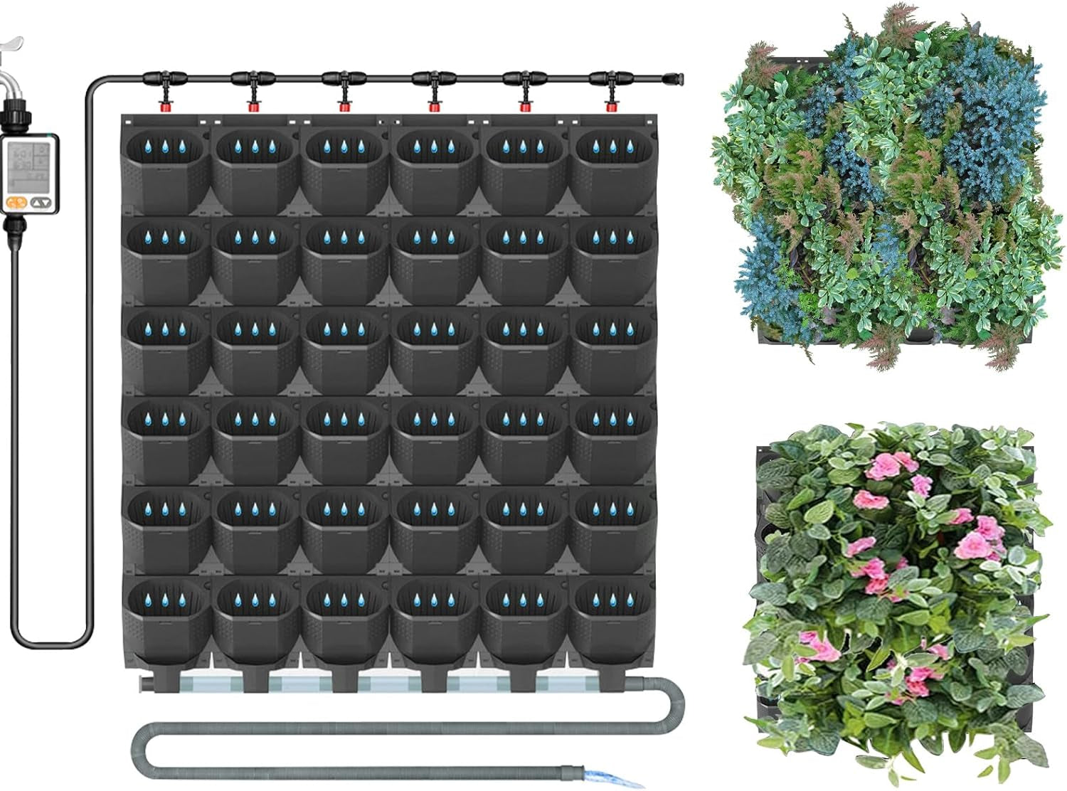 Hängende Vertikale Wand Pflanze, Vertikale Pflanzenwand Balkonbar Pflanzenwand Indoor mit Smart-Timer und Wasserpumpe Blumentopf Wand für Hof Garten Balkon Home Decoration