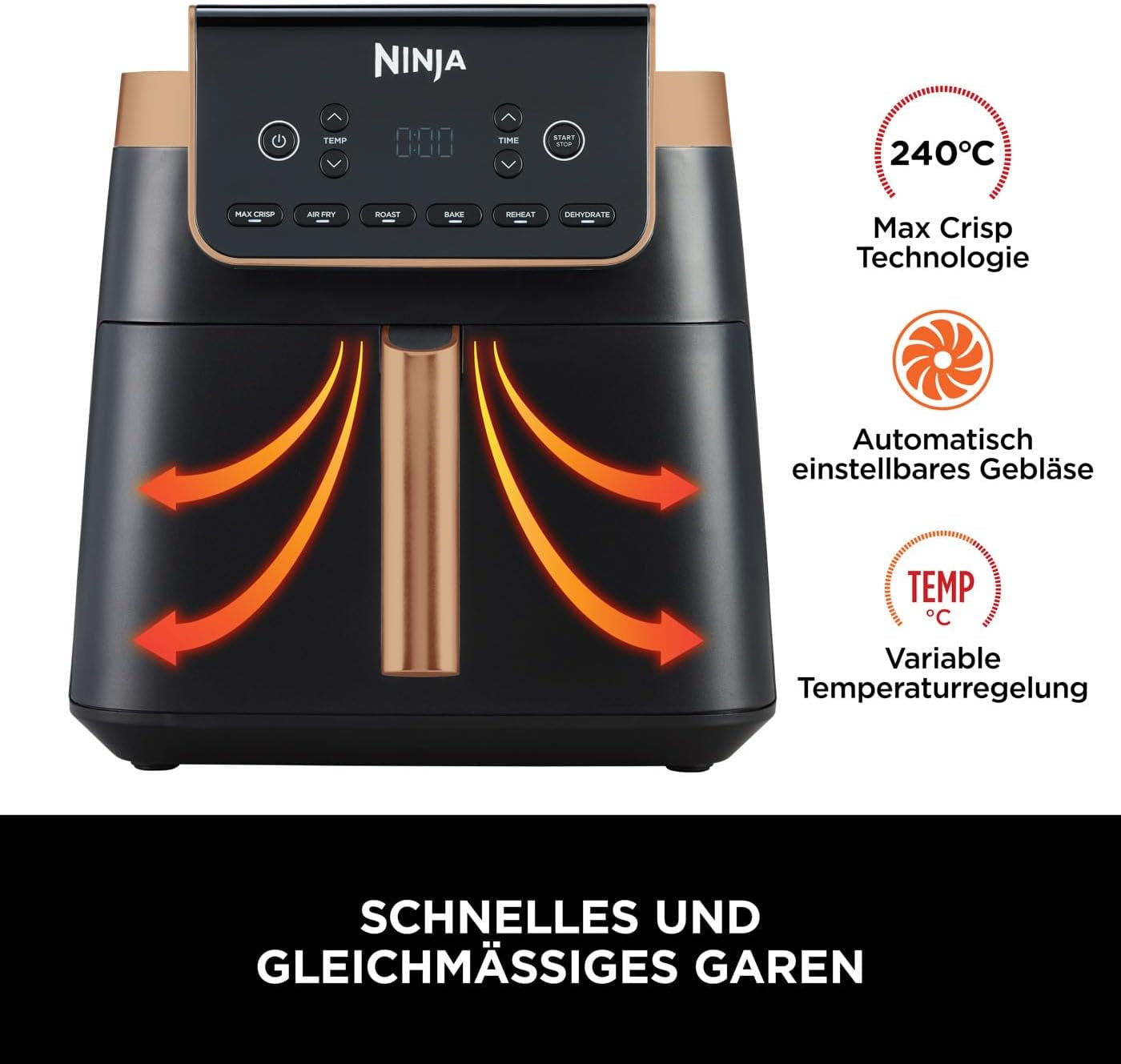 Ninja Air Fryer MAX PRO AF180EUCP, 6,2 litri, fără ulei Electrocasnice Naty Shop