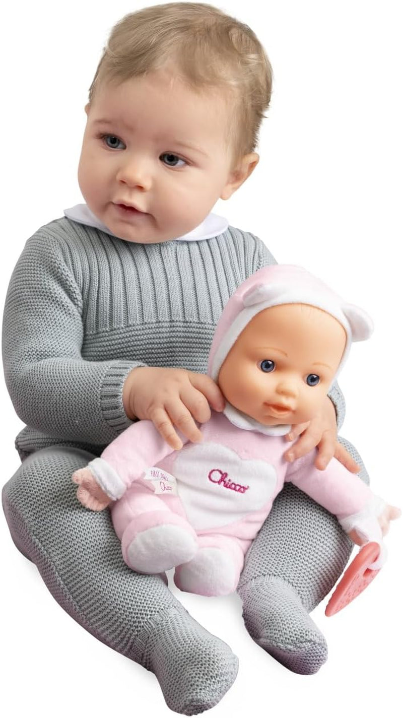 Chicco Meine erste Puppe Spielzeug, Kuschelpuppe mit weichem Beißherz, weich und leicht, Babyspielzeug, maschinenwaschbar, 0 Monate Plus, Rosa
